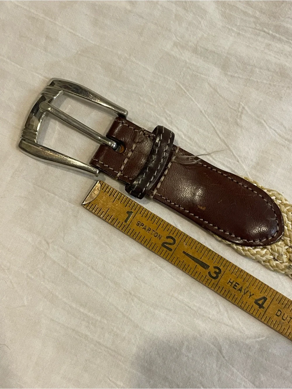 La Martina Polo Woven Stretch Braided Belt Cream Brown Leather 38-40”
